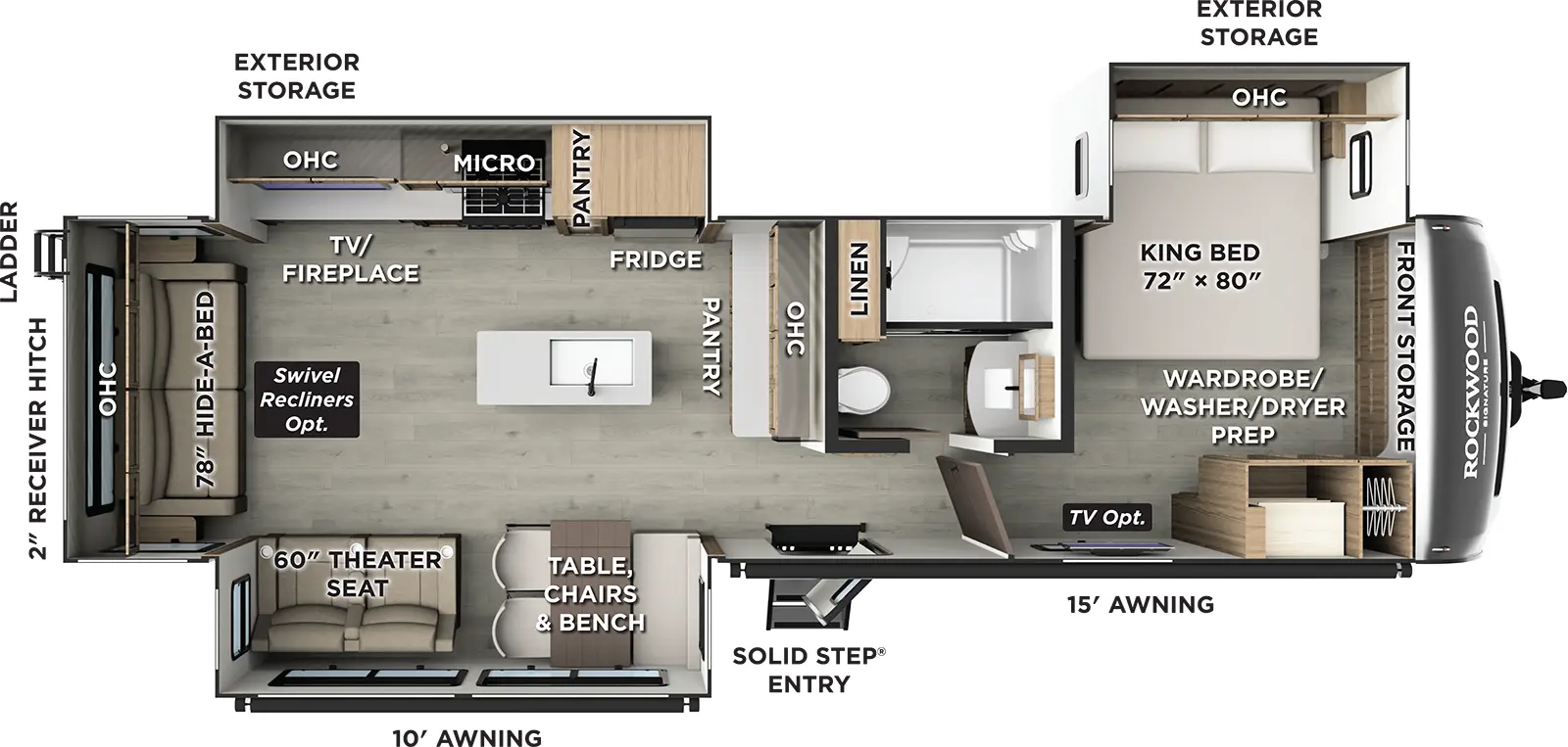 2026 Rockwood Signature Travel Trailers 8337RL Floorplan - Forest